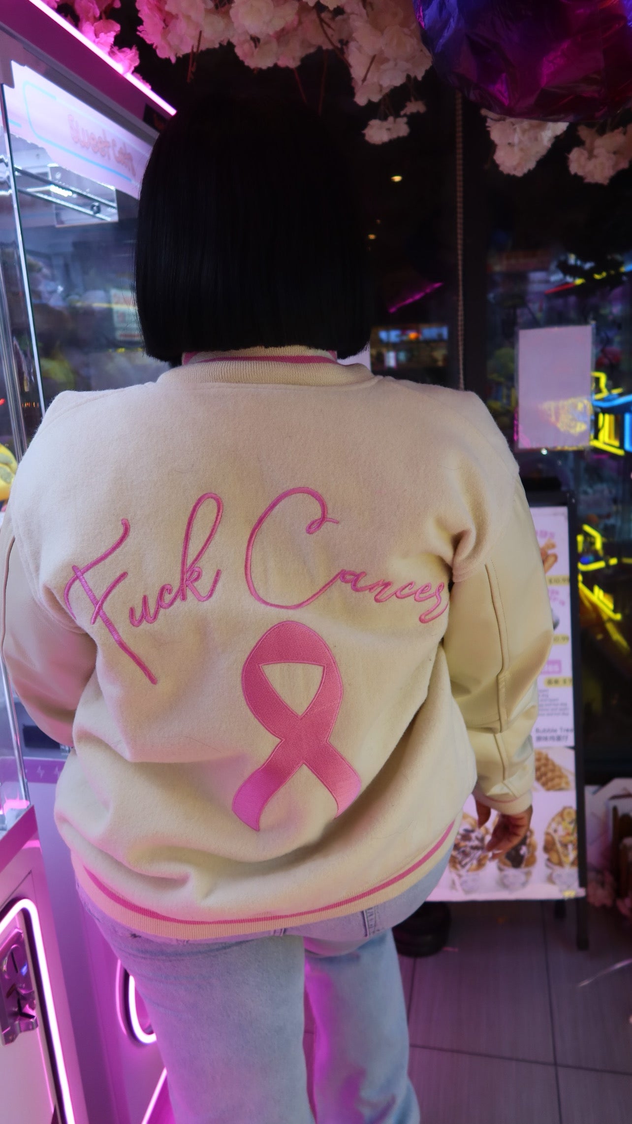 F U Cancer Bomber (CREAM&PINK)